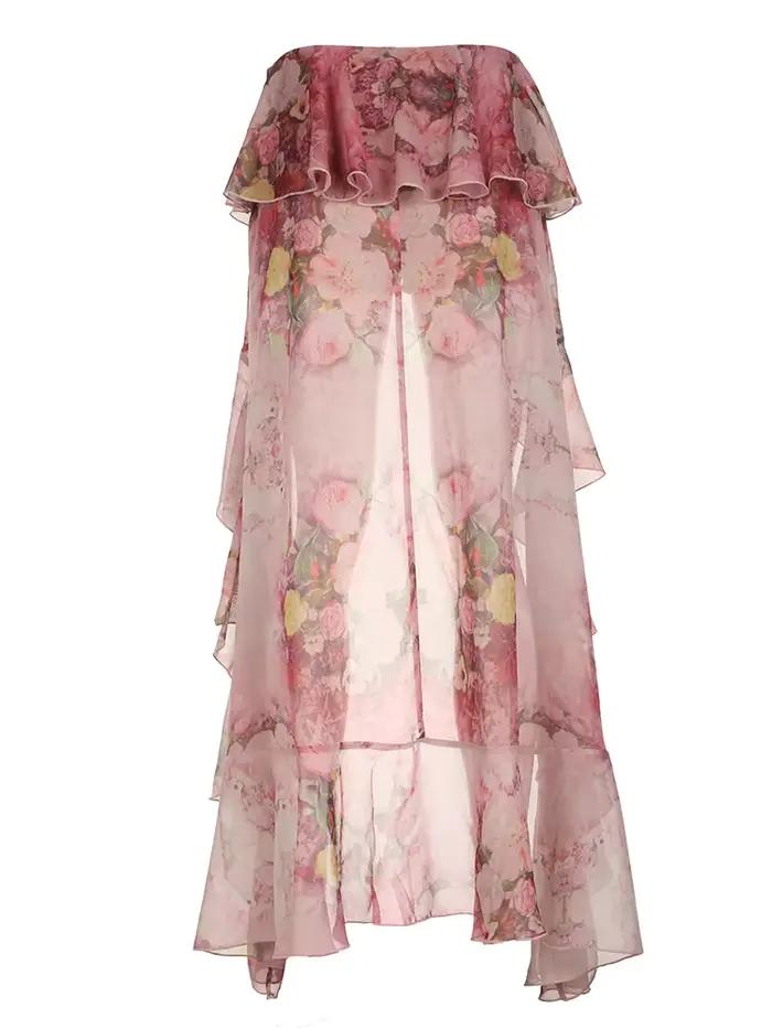 Jupe à volants vintage imprimé floral pour femmes juniors style bohème plage printemps été