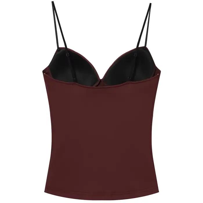 HXAO bordeaux haut à bretelles femmes été Sexy Corset réservoirs & Camis mode sans manches dos nu soutien-gorge