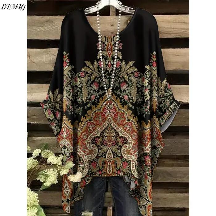 Tunique florale bohème grande taille femme