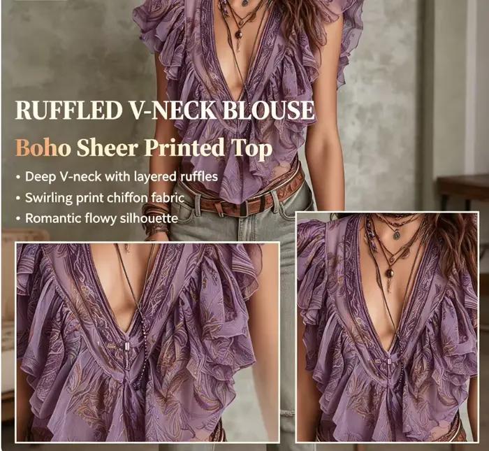 Chemise élégante à imprimé bohème pour femmes