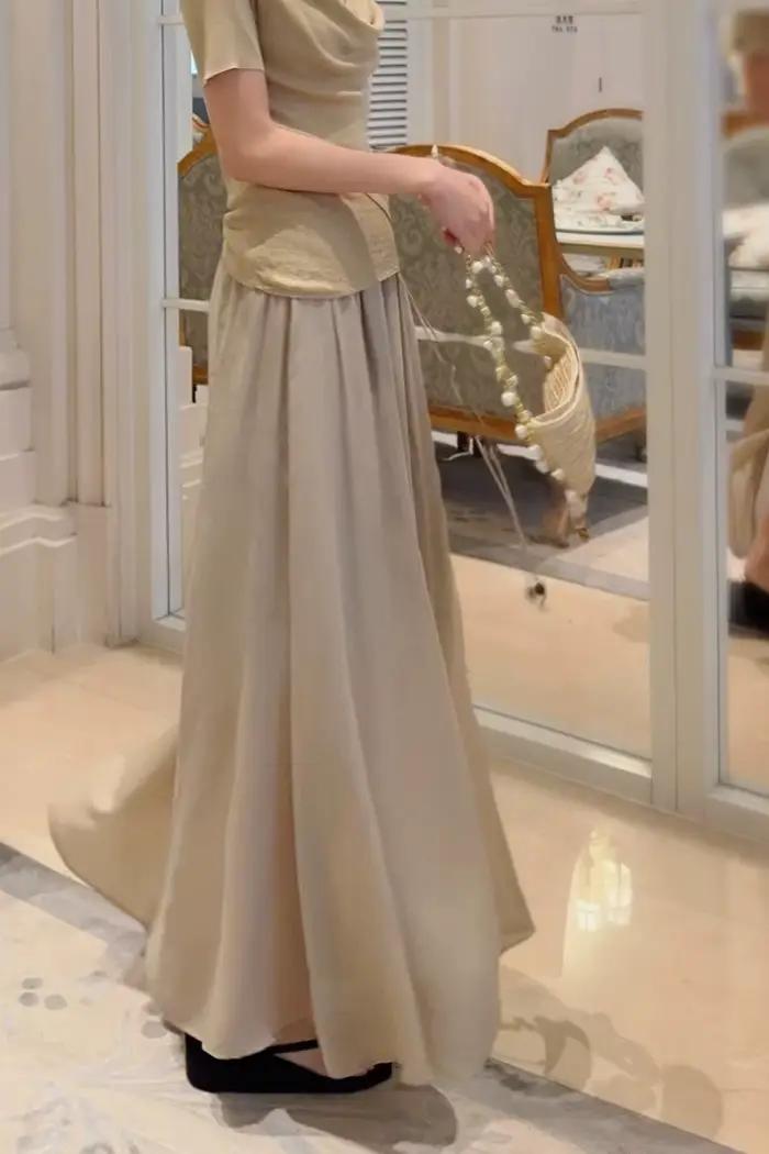Jupe longue évasée chic française pour femme, élégante et fluide, occaions spéciales, festival, soirée chic