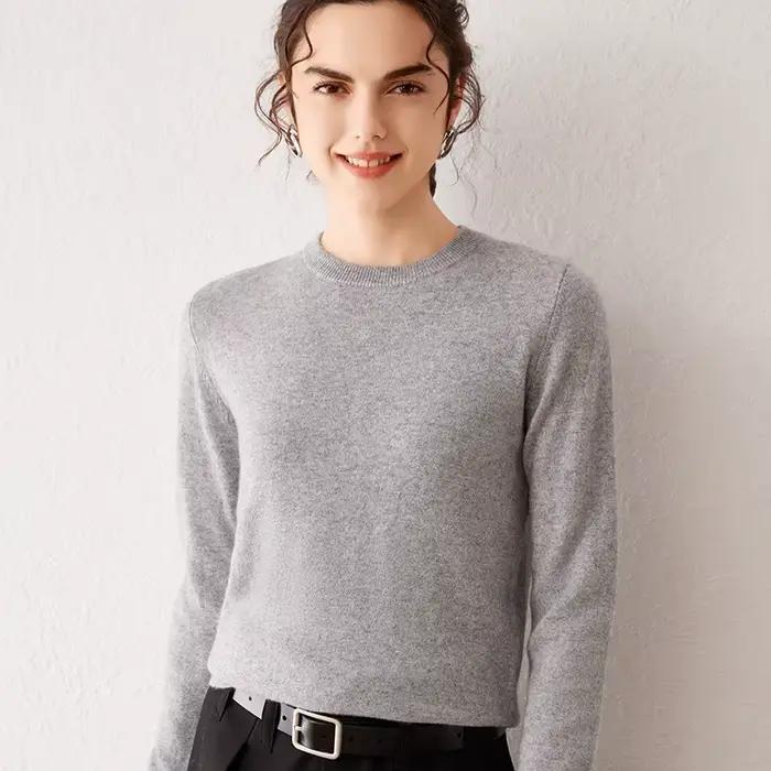 Pull en cachemire pur pour femme col ras du cou manches longues chaud doux tricoté nouvelle collection automne hiver 2025 occasions spéciales