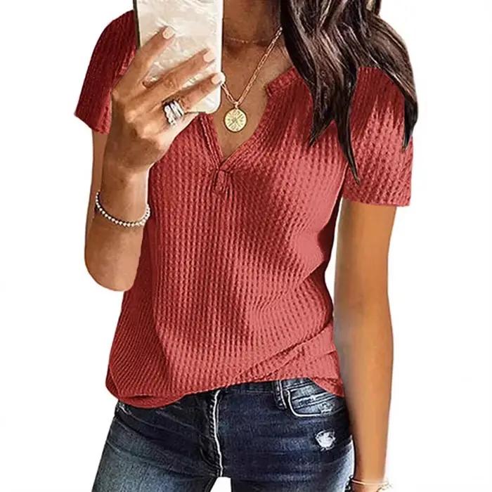 T-shirt manches courtes col en v pour femme