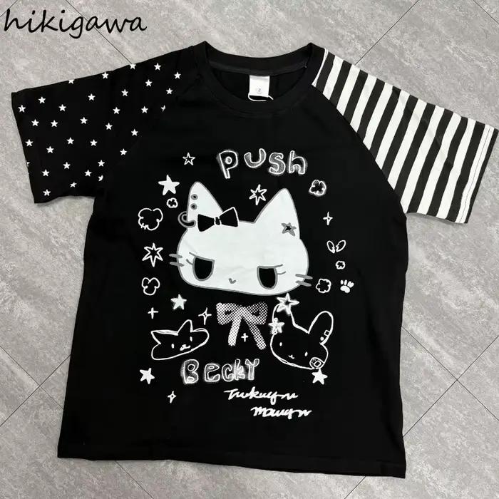 Hauts surdimensionnés T-shirts japonais 2025 femmes vêtements été Camisetas décontracté mode Y2k