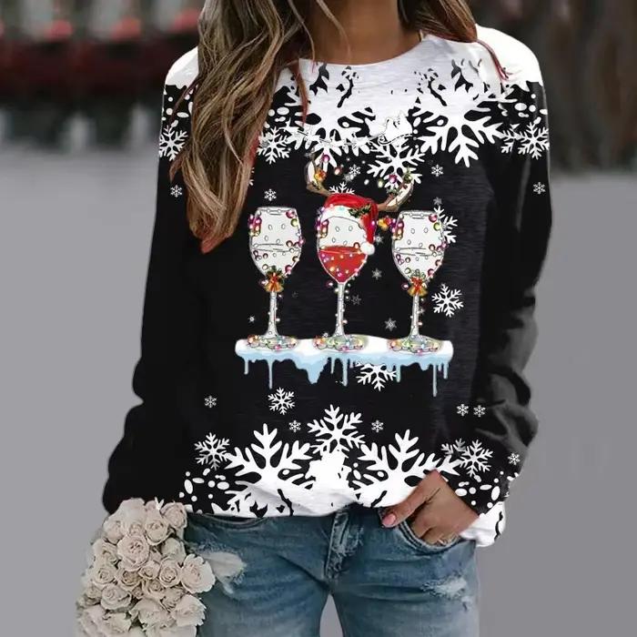 Sweat-shirt de noël bonhomme de neige imprimé 3D pour femmes