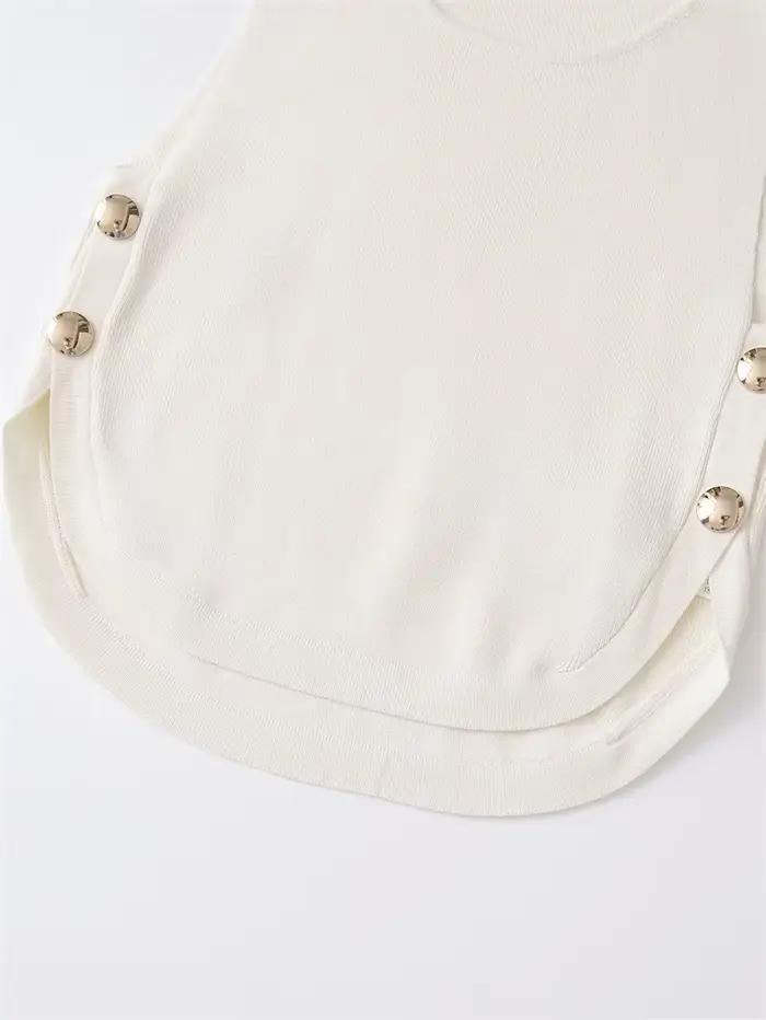 2025 Haut sans manches chic pour femme avec boucles latérales Ourlet asymétrique