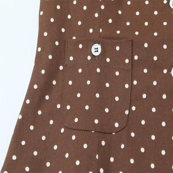 Chemise marron à pois pour femme