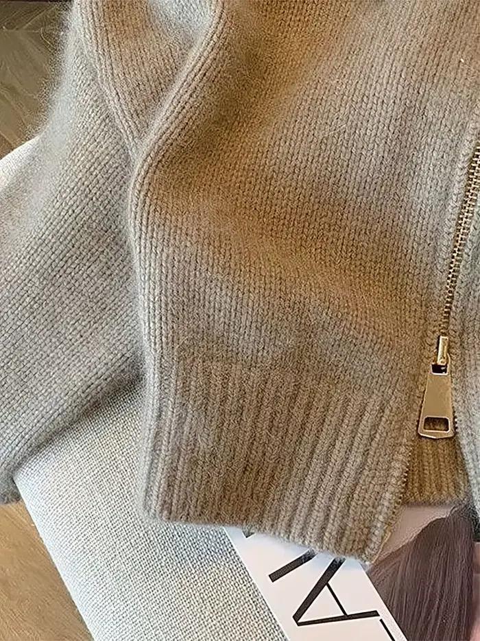 Cardigan Nevettle Patchwork Vintage Gris Fermoir Élégant Style Décontracté Femmes Occasions Spéciales Automne Hiver