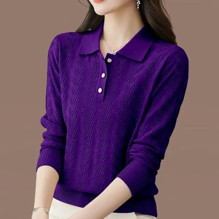 Pull tricoté à col en v pour femme