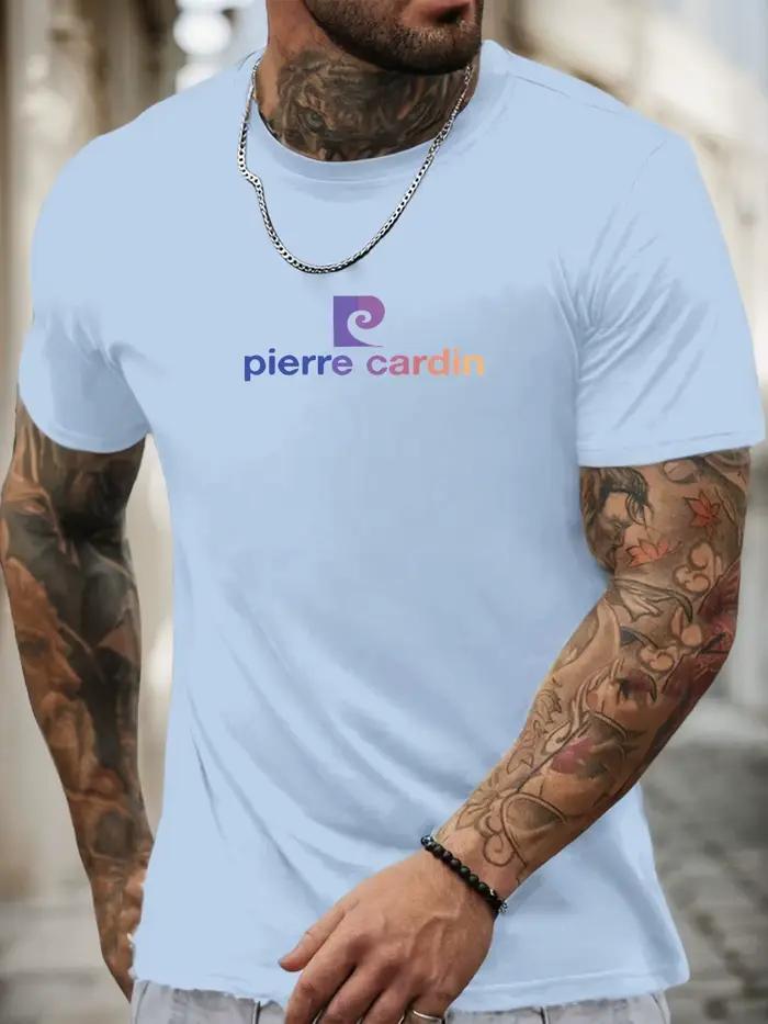 T-shirt à manches courtes pierre cardin chemise imprimée à motif 100 % coton pour hommes été col rond respirant mode