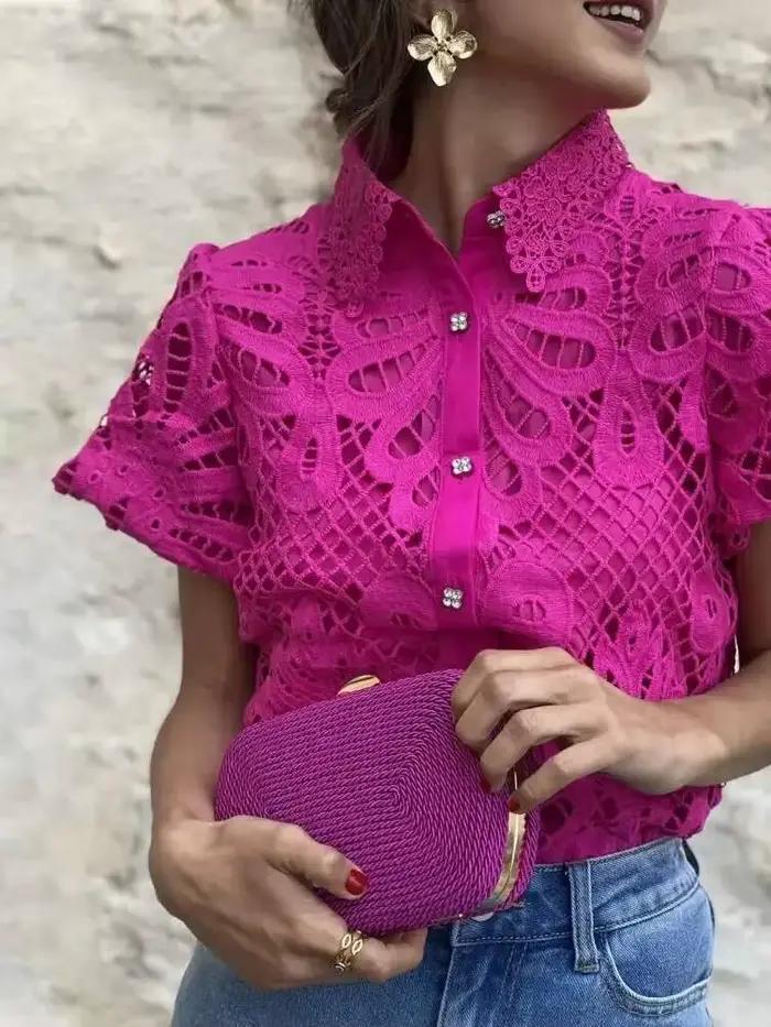 Chemise de créateur en dentelle pour femmes