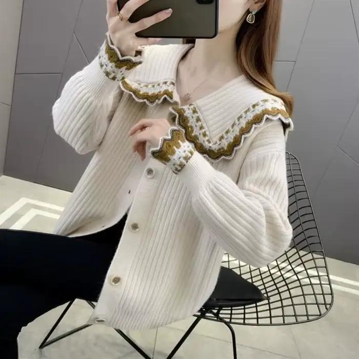 Pull tricoté femme manteau Style coréen mode 2025 nouveau en tricots tenue de bureau léger Vintage tendance chaude rouge Cardigan pour les femmes