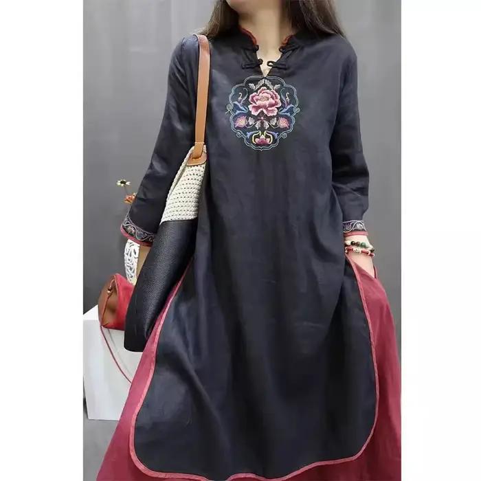 Chemise élégante rétro en coton ample à fleurs pour femmes grandes tailles, confortable, pour le bureau et occasions spéciales