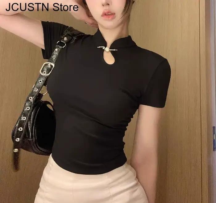 Haut Cheongsam gothique foncé Sexy pour femmes