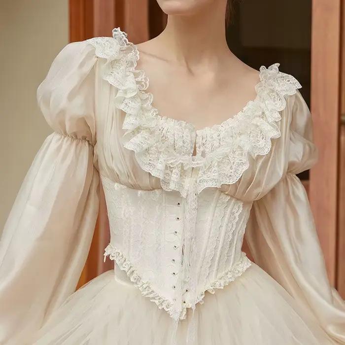 Chemisiers amincissants à la taille style rétro français pour femmes élégants avec manches à bulles hauts courts舒适版法式复古女士收腰衬衫短上衣泡泡袖