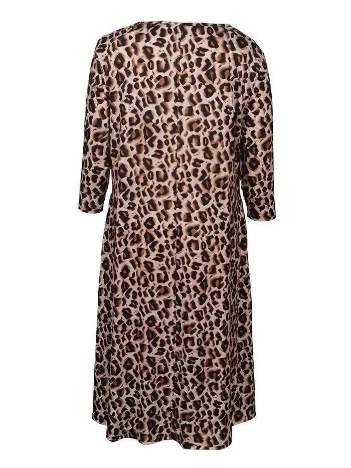 Robe midi à imprimé léopard marron clair pour femmes