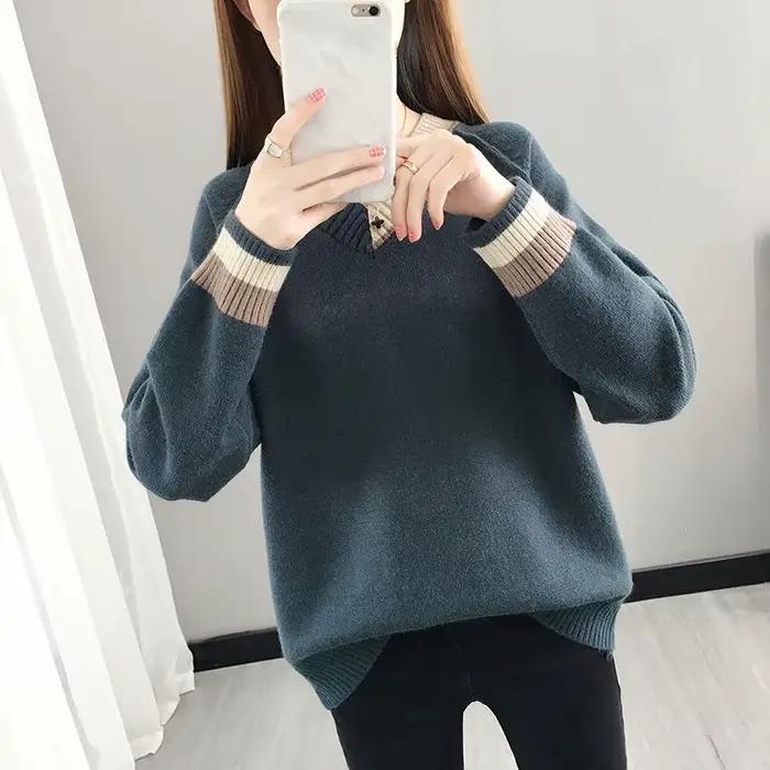 Chandails tricotés légers pour femmes Sueters De Mujer vente De base tout pas cher Style coréen jeune automne
