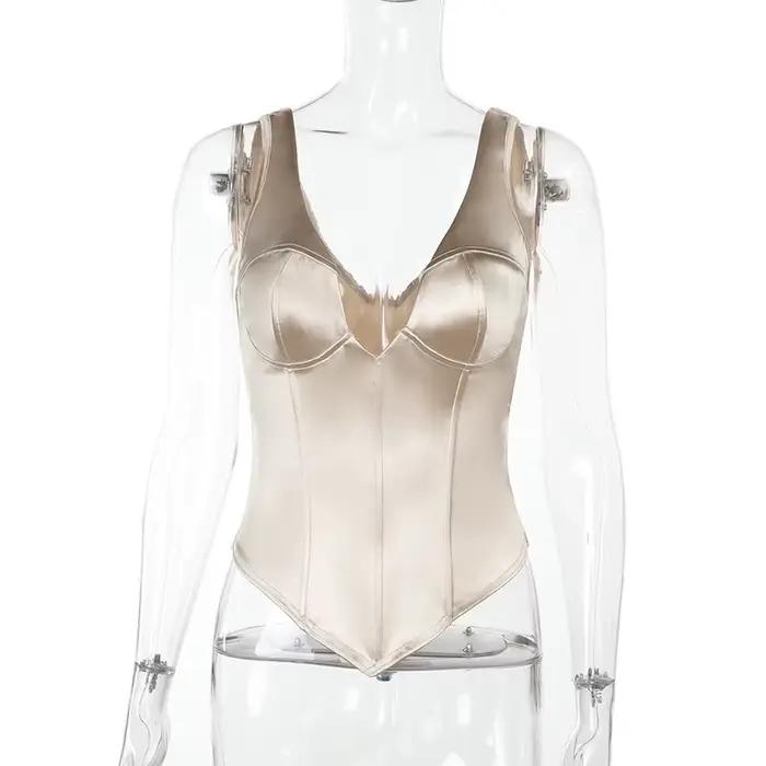 Débardeur Corset en Satin Champagne pour femmes