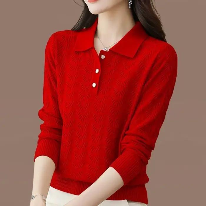 Pull tricoté à col en v pour femme