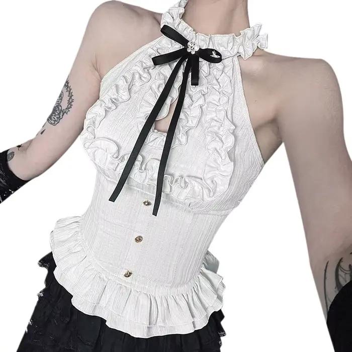 Hauts pour femmes en polyester style gothique et Fairycore à épaules dénudées pour junior occasions spéciales