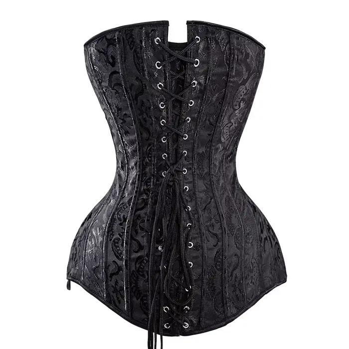 Femmes surbuste à lacets Corselet haut minceur taille contrôle Corset Bustier 14 spirale acier désossé Long torse Shapewear Corsets