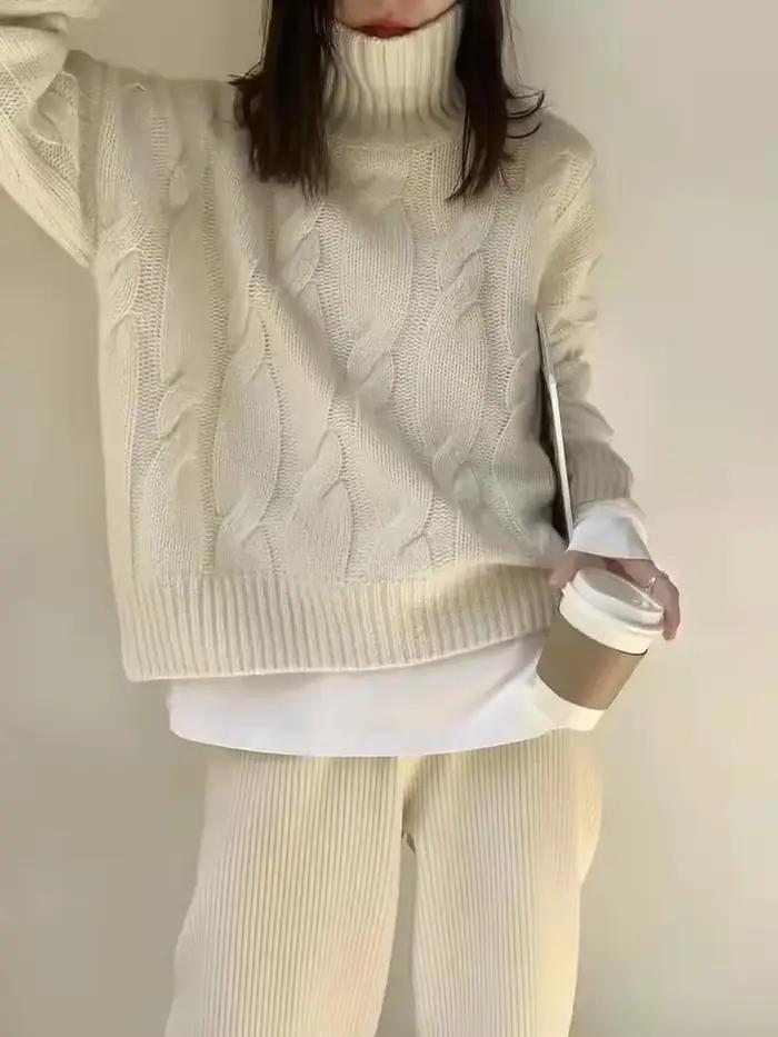 Pull en cachemire à col roulé pour femme