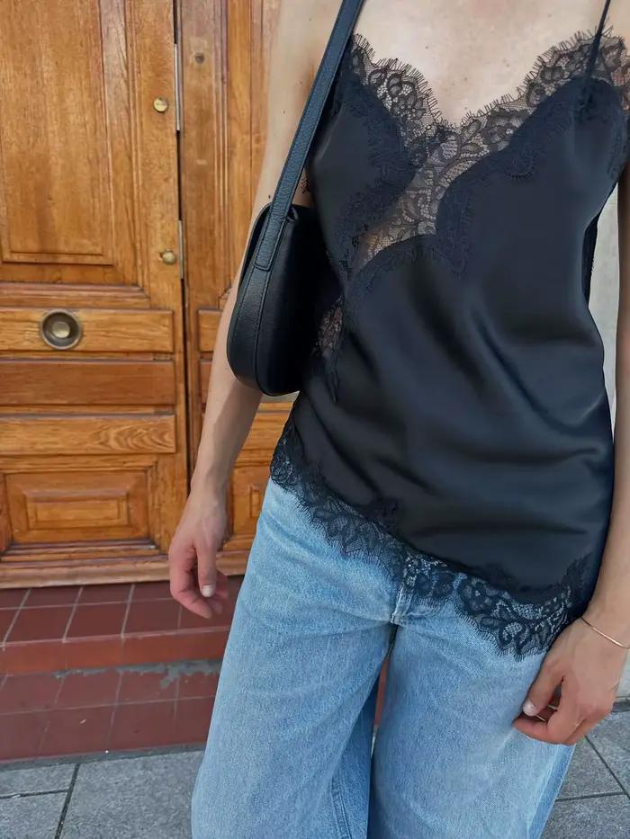 Haut asymétrique en Satin pour femmes