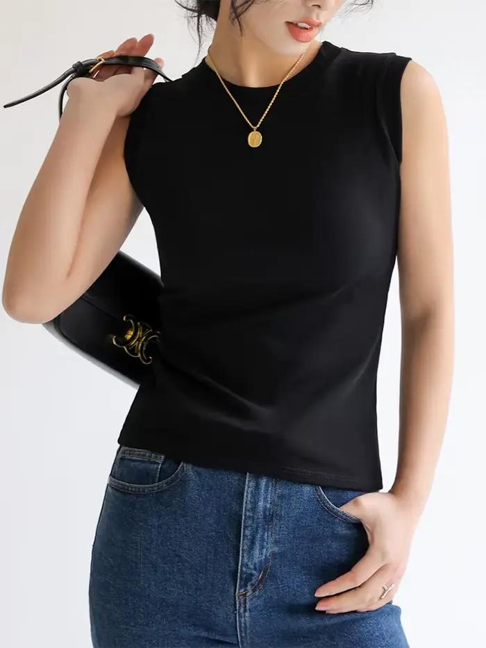 Camisole en coton à col rond pour femme