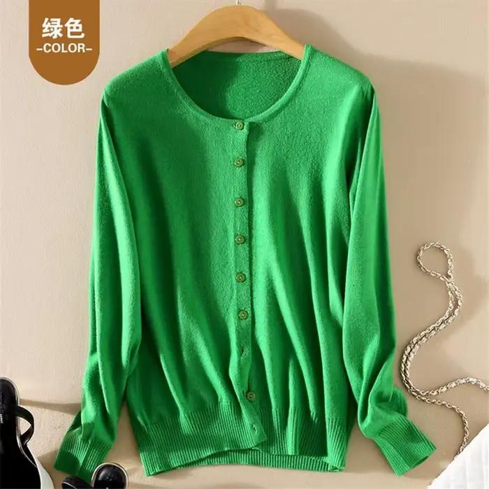 Pull tricoté en cachemire à simple boutonnage pour Femme