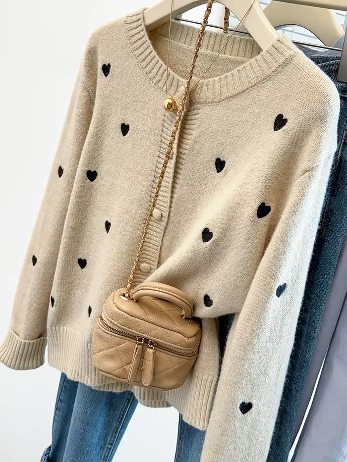 Cardigan pour femme avec broderie en forme de cœur