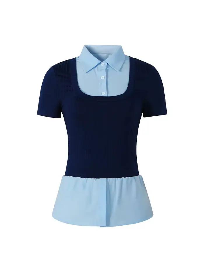 T-shirt pour femme Printemps-Été Bleu marine