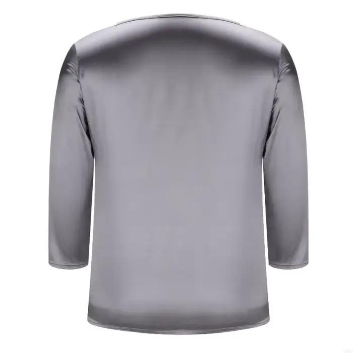 Hauts en satin soie pour femmes, chemisier à manches 3/4, chemise à col rond, tenues d'affaires décontractées