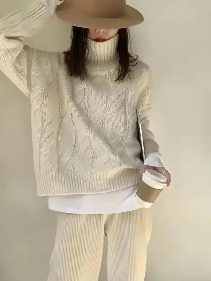 Pull en cachemire à col roulé pour femme