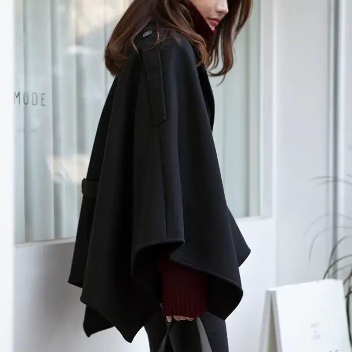 Pardessus long à col en V avec ceinture pour femme