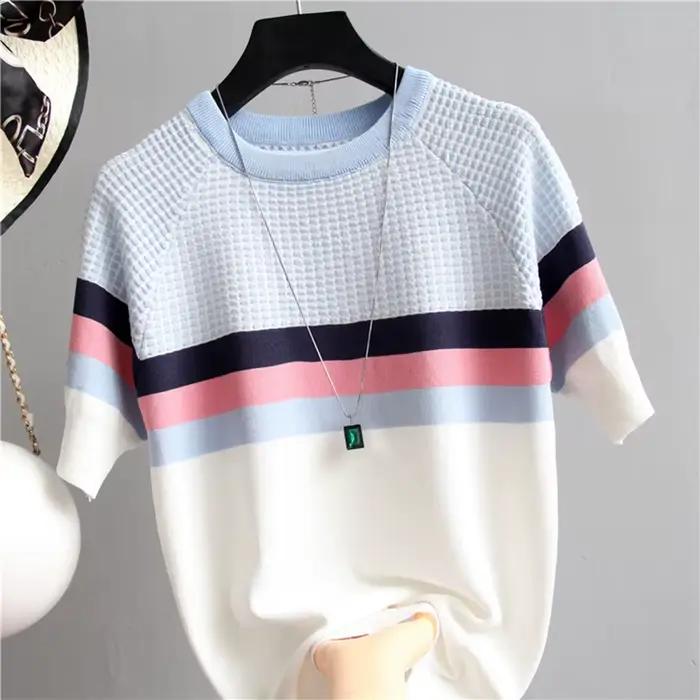 Blouse en polyester et coton vintage à manches courtes avec dentelle pour femmes, idéale pour l'été et les occasions spéciales