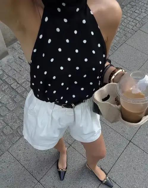 Débardeurs élégants pour femmes à pois, style sexy et audacieux, col rond, polyester, ajustement parfait, pour plage et occasions spéciales