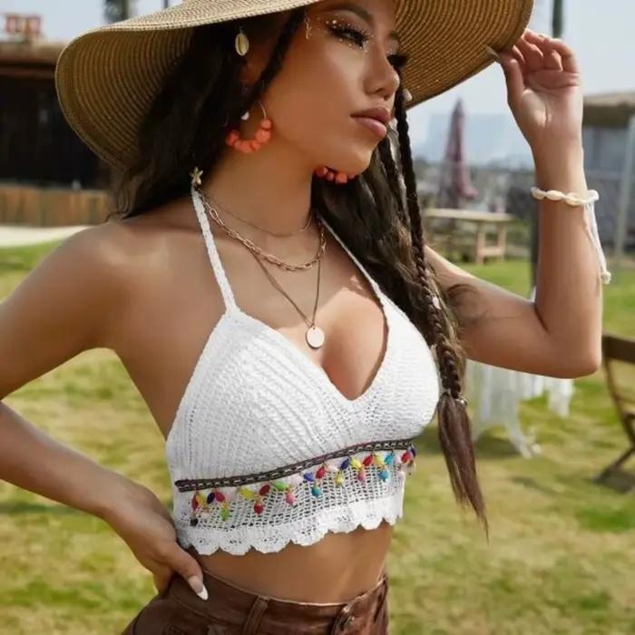 Camisole en fibre de crochet pour femme