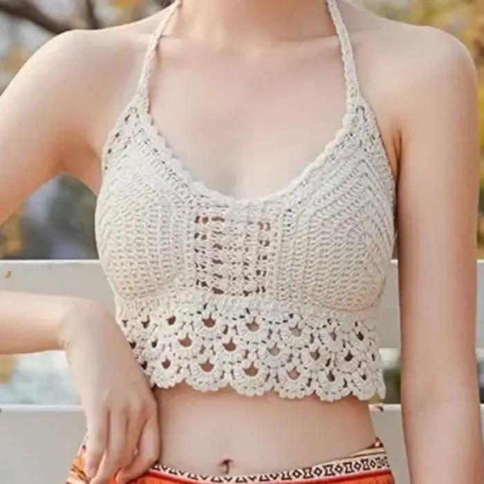 Haut court rétro sauvage creux Perspective gland Sexy Spaghetti sangle Tanke