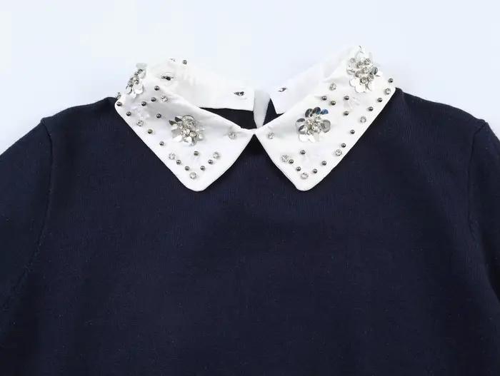 Pull en tricot ZERAINS à col français avec décoration en perles pour femmes, idéal pour sorties et événements formels, ajustement mince et confort durable, disponible en plusieurs tailles et couleurs --- 请注意，上述内容根据给定的特性进行了描述，强调了产品的特点和优势，并以一种吸引消费者的方式进行阐述，同时严格遵守了不提及任何未列出的特征、成本、库存等信息的要求。