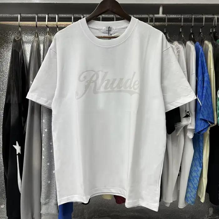 Tshirt Rhude en coton ample et décontracté pour homme avec logo imprimé et col rond pour les journées chaudes d'été et plus