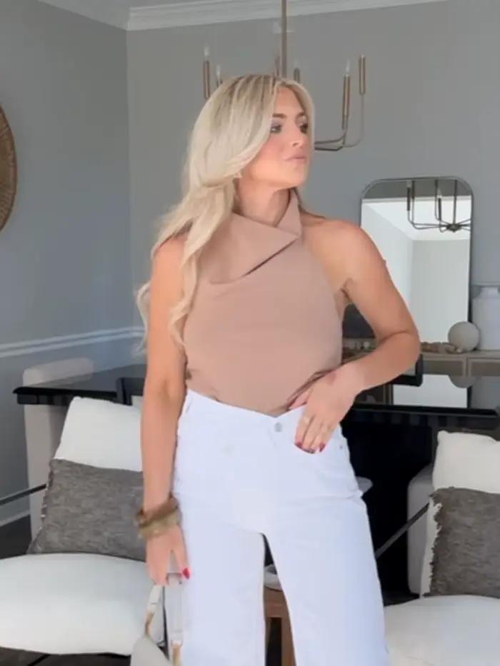 Haut débardeur sexy et club HH en polyester pour femmes, dos nu, coupes ajustées, idéal pour sorties nocturnes et événements formels