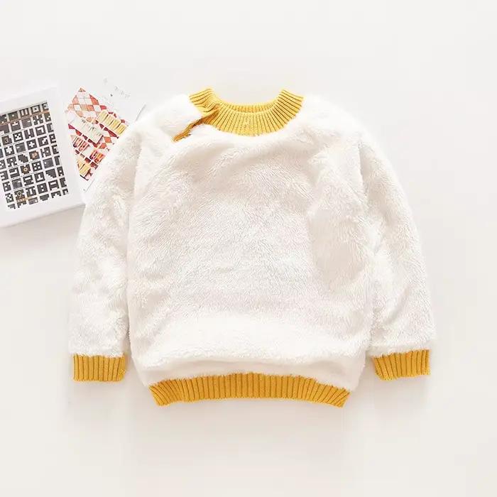 Pull en Velours Chaud à Col Rond pour Bébé Garçon et Fille