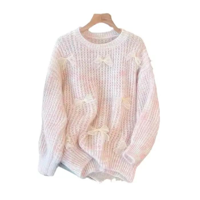 Pull col rond à nœud pour femme 206 – Nouvelle collection automne-hiver