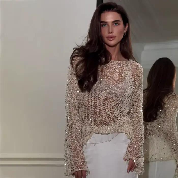 Pull de luxe à paillettes pour femmes