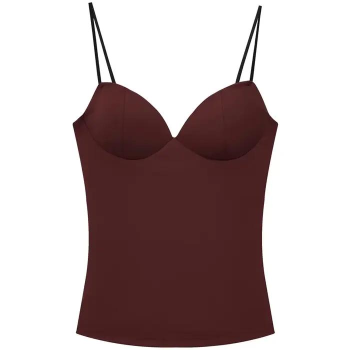 HXAO bordeaux haut à bretelles femmes été Sexy Corset réservoirs & Camis mode sans manches dos nu soutien-gorge