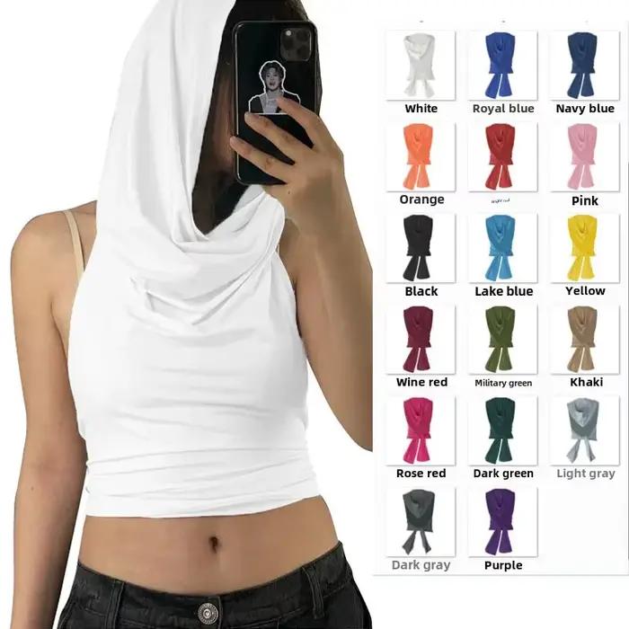 Haut transfrontalier sans manches pour femmes avec capuche et détails dos nu élégant pour différentes occasions et saisons