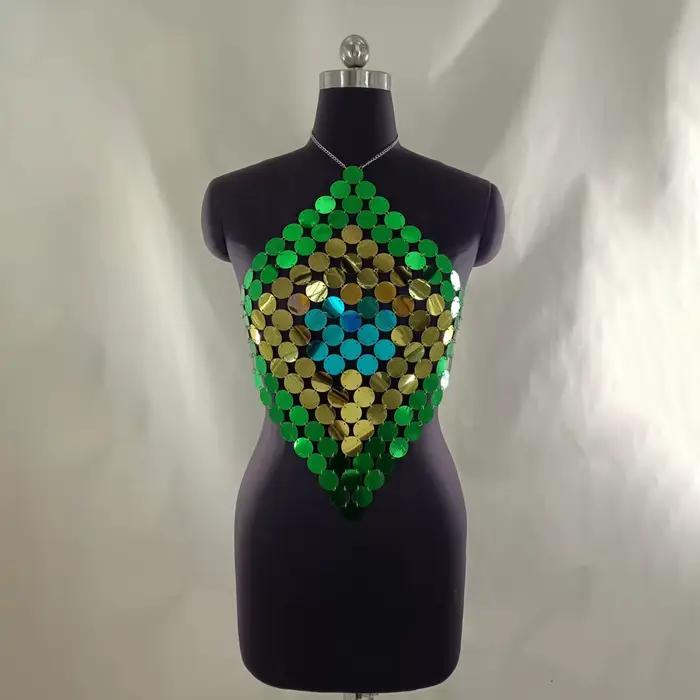 Haut court à paillettes Bling pour femmes