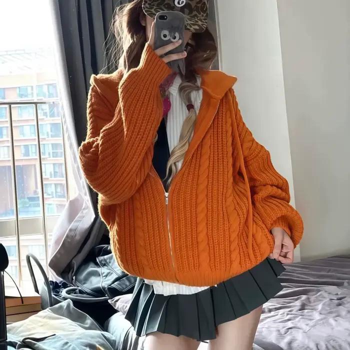 Pull à capuche en tricot torsadé paresseux Dopamine pour homme et femme polyvalent automne hiver confortable et élégant