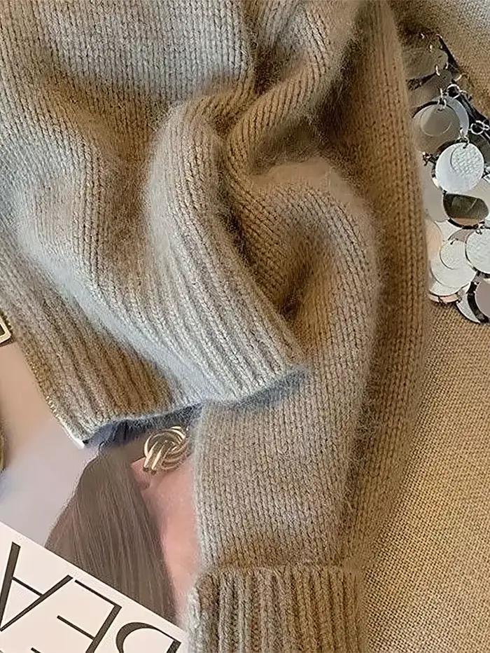 Cardigan Nevettle Patchwork Vintage Gris Fermoir Élégant Style Décontracté Femmes Occasions Spéciales Automne Hiver