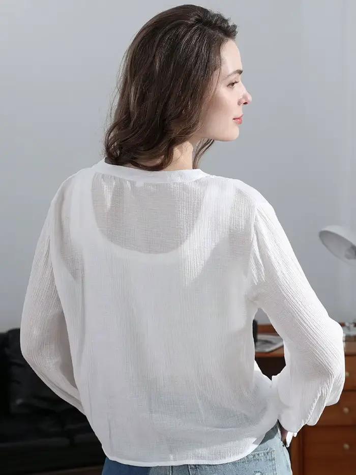 Chemisier brodé jaune HH pour femme